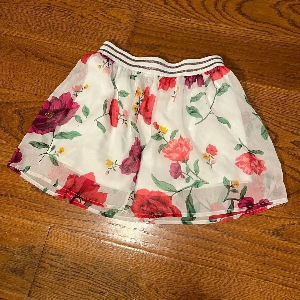 Gorgeous floral skirt with glitter threading on band size M 8 girls Old Navy